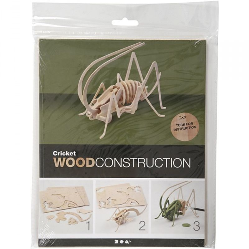 3D Puzzle, LxBxH 22,5x15x18 cm, kryssfiner, gresshoppe, 1 stk.